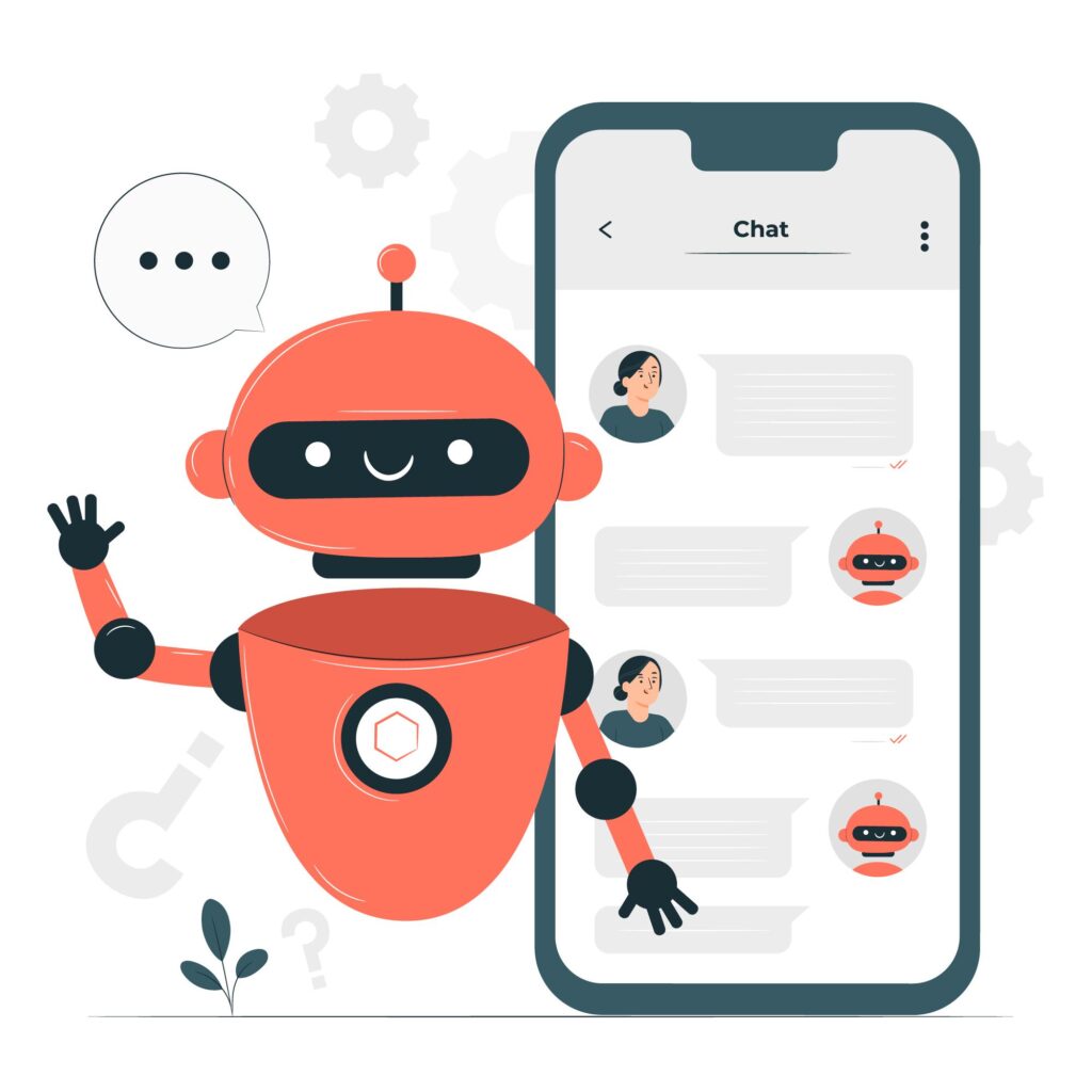 Graphic Image of Chatbot chatting to phone 