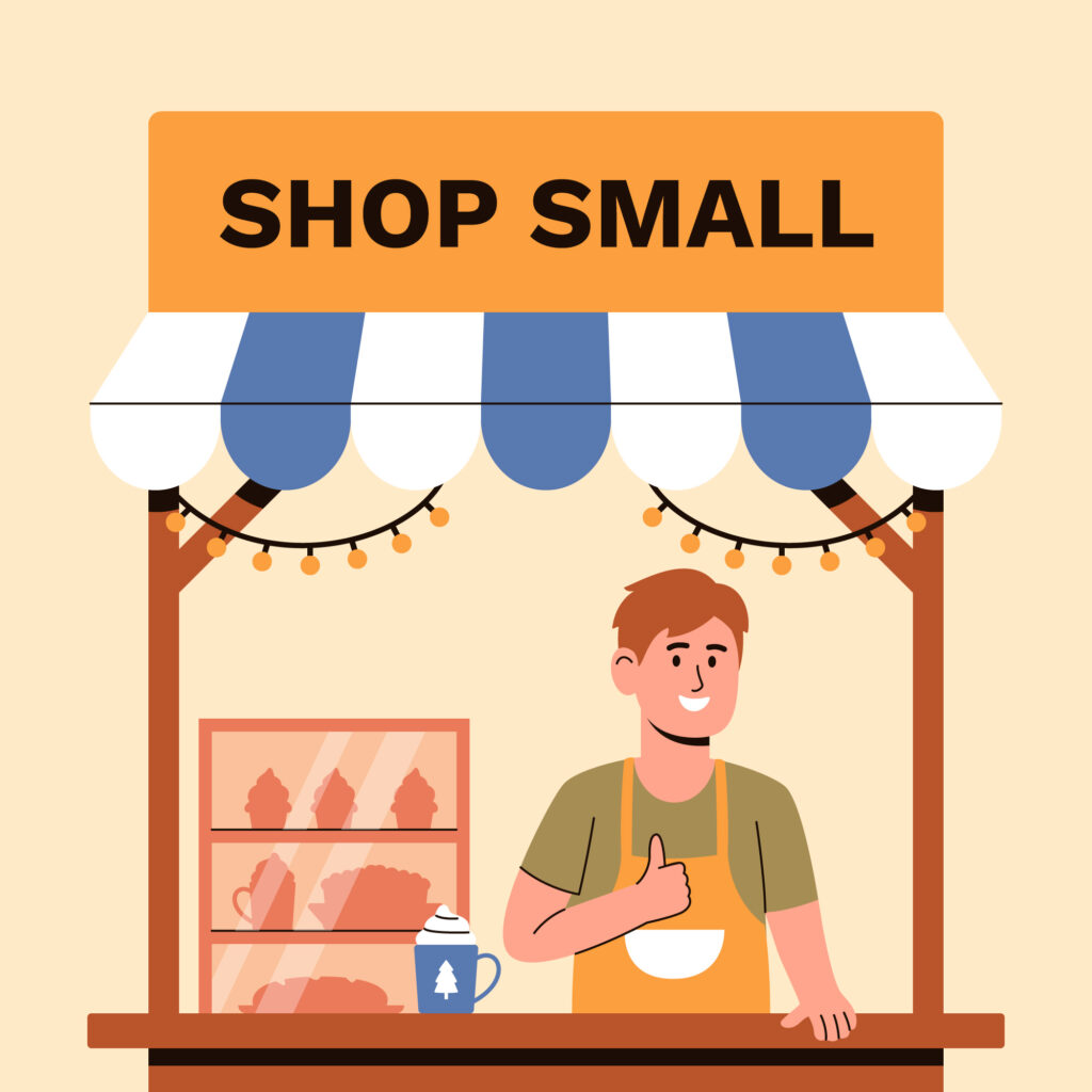 Vector Image of man at his small bakery shop